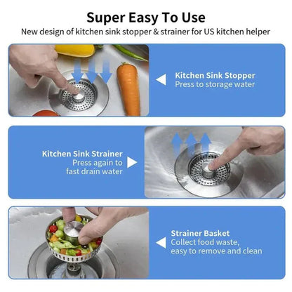 🔥LAST DAY 53% OFF-Upgraded 3 in 1 Kitchen Sink Drain Strainer